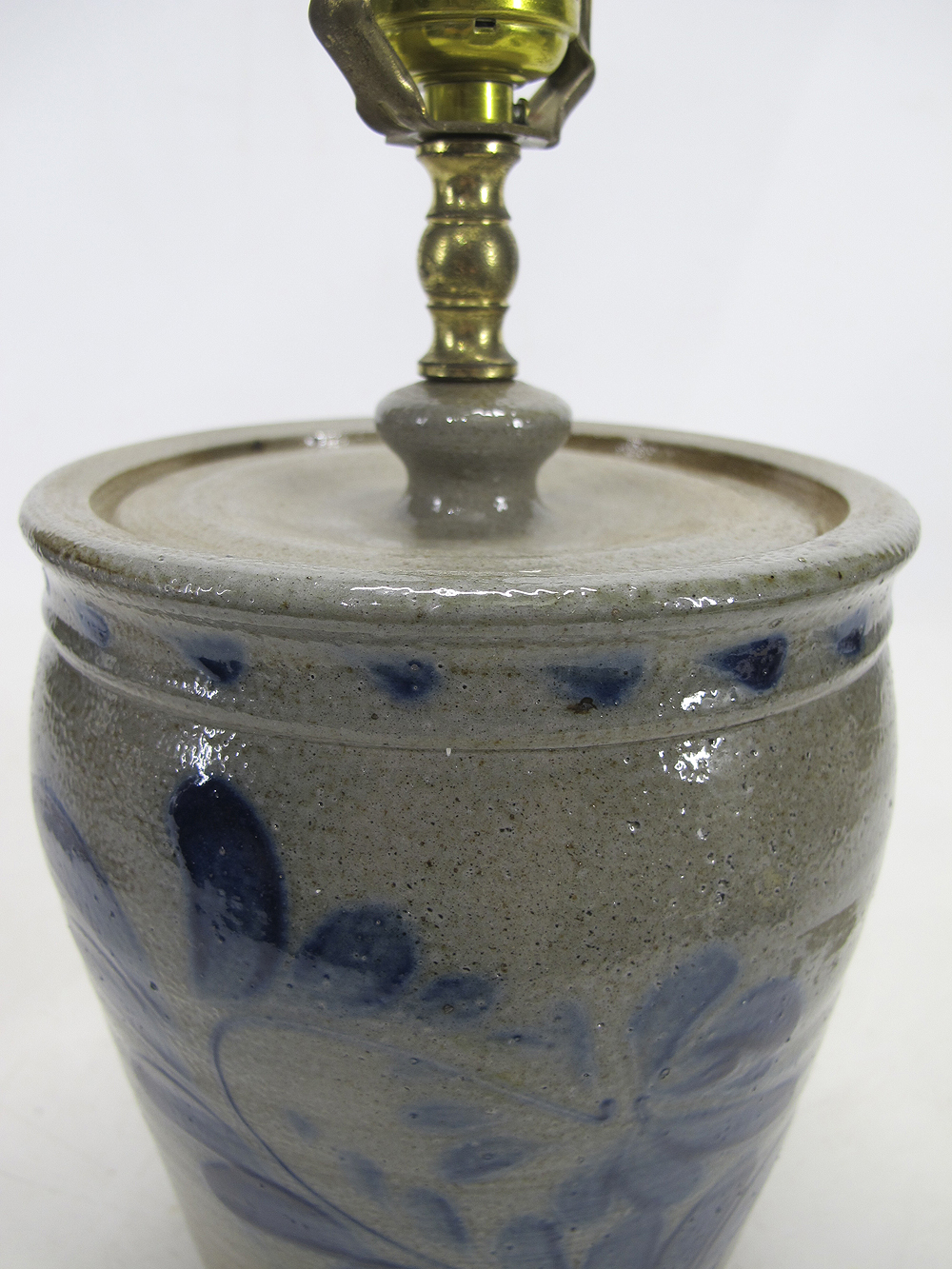 ELDRETH POTTERY Pennsylvania Cobalt Flower Decor Salt Glazed Jar Crock