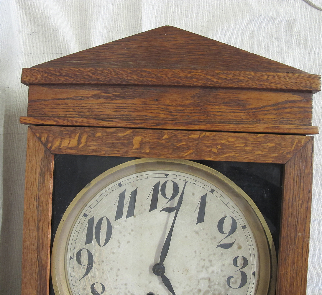 Antique Ingraham Landau Long Drop Pendulum Wood Hanging Regulator Wall