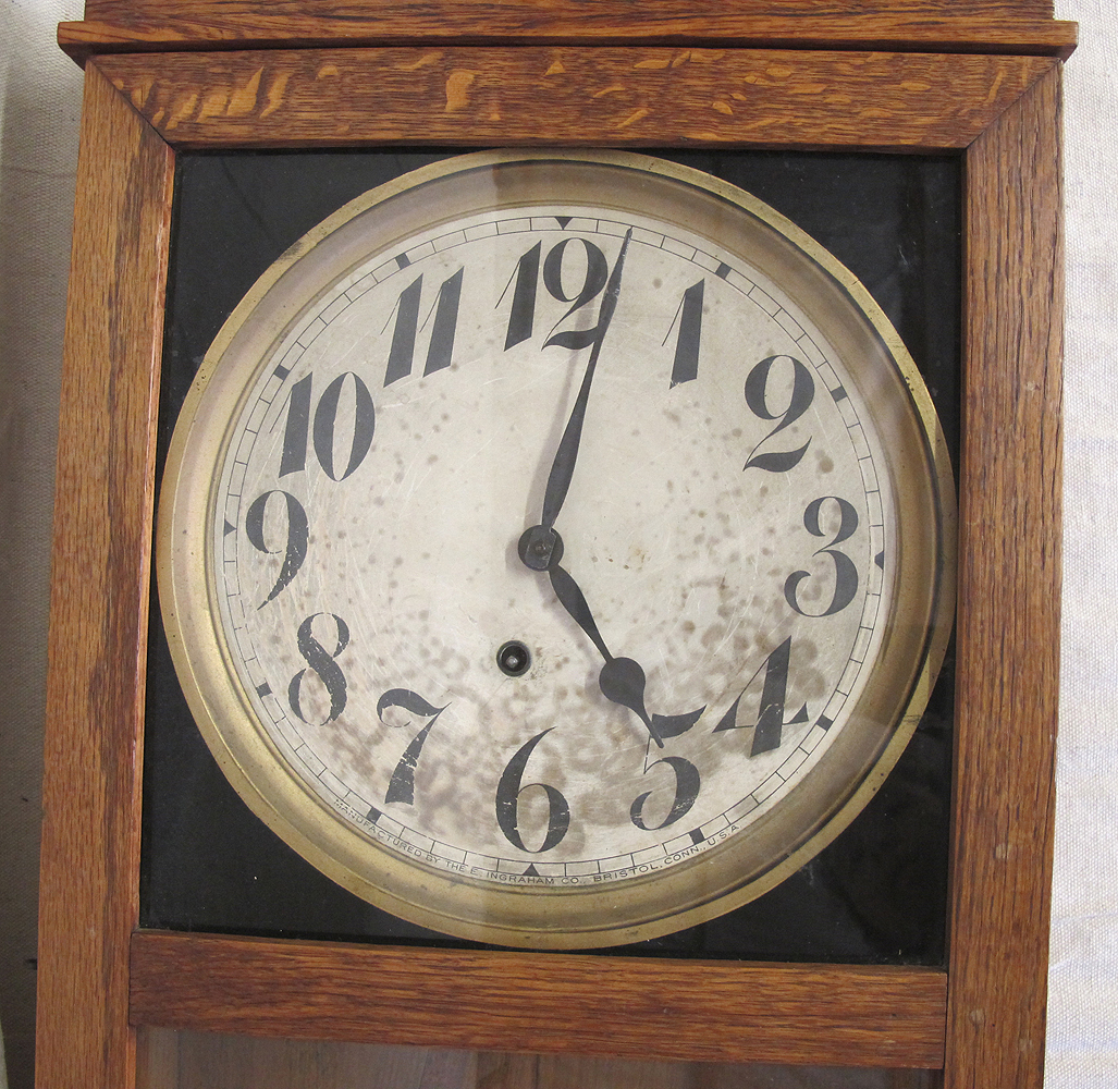 Antique Ingraham Landau Long Drop Pendulum Wood Hanging Regulator Wall