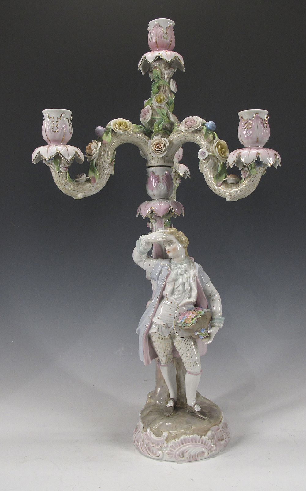 Victorian c 1865 Meissen Dresden Porcelain Candelabra Candlestick