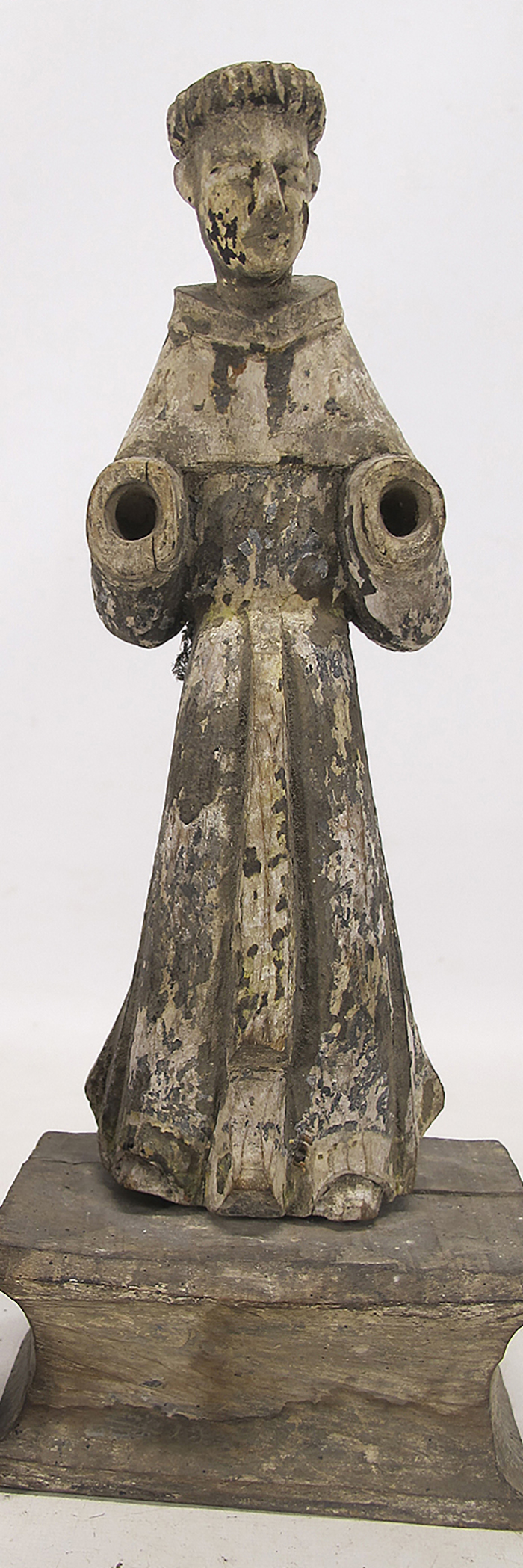 Antique 18th c Philippines Saint Anthony Santos Carved Wood Statue