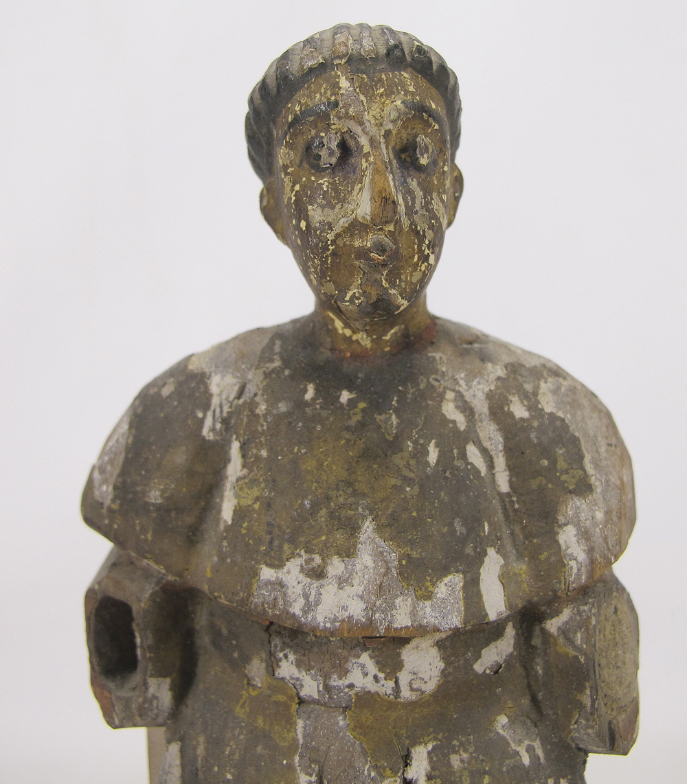 Antique 17th c Philippines Saint Francis Santos Carved Wood Statue